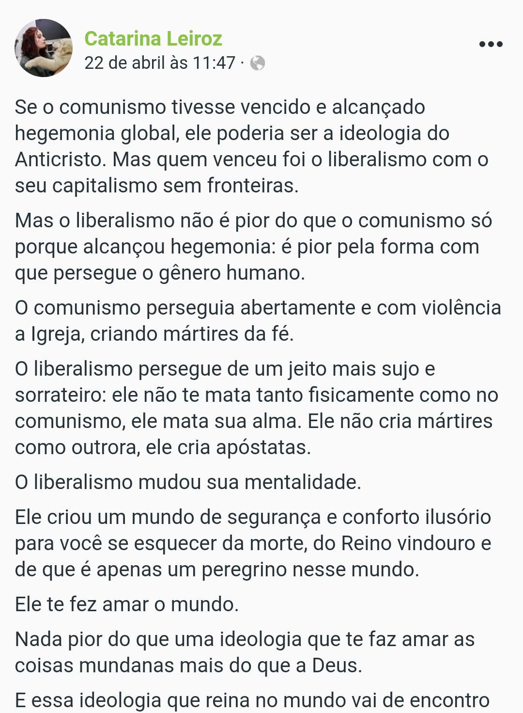 Catarina Leiroz e o anticomunismo