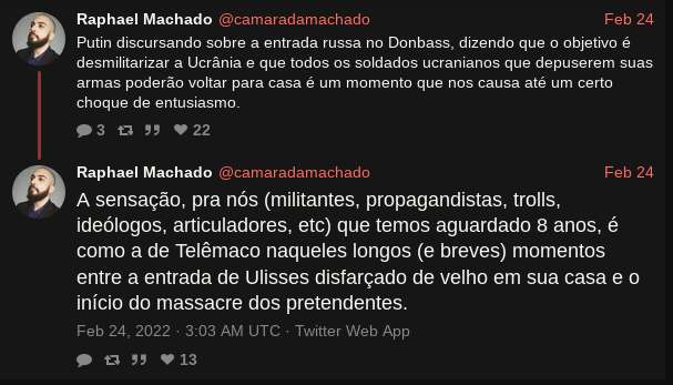 Raphael Machado descreve o ativismo na Guerra na Ucrânia como trolls e propagandistas