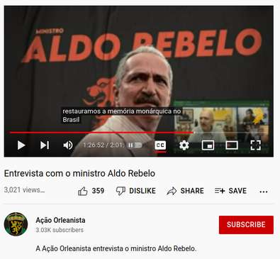 Aldo Rebelo dá entrevista ao de extrema direita Ação Orleanista