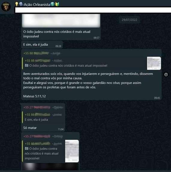 Grupo de WhatsApp da Ação Orleanista: crimes de ódio