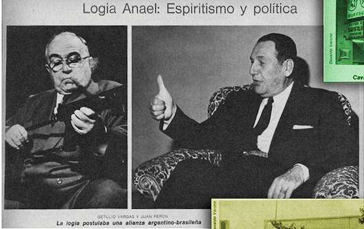 Matéria da época sobre Loja Anael e espiritismo, com Vargas e Perón