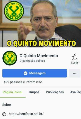 Página do Quinto Movimento de Aldo Rebelo com símbolo remodelado da LNT