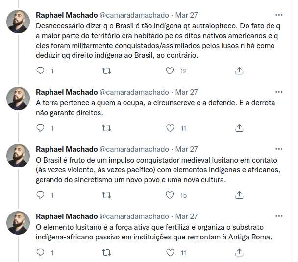 Raphael Machado sobre indígenas e supremacia