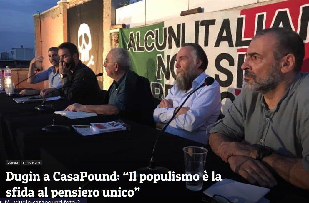 Notícia sobre o encontro de Dugin na Itália com a CasaPound