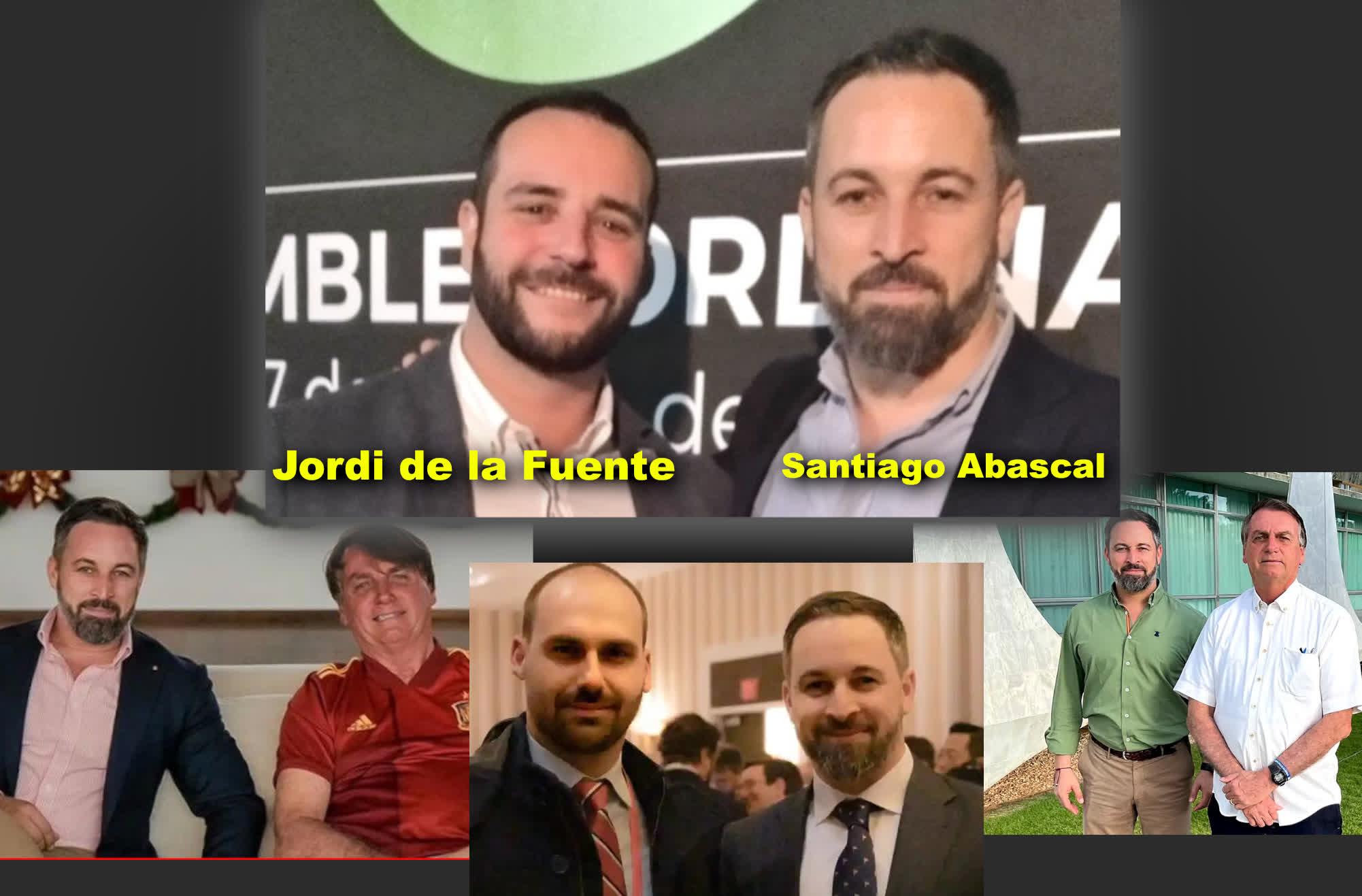 Jordi de La Fuente e Santiago Abascal; Abascal e família Bolsonaro